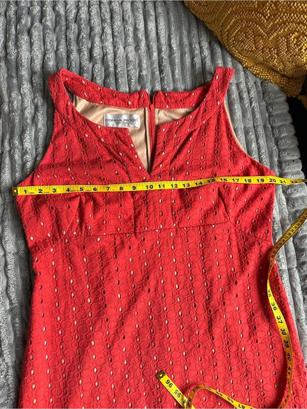 Donna Ricco Coral cotton Eyelet Midi sleeveless Dress - Picture 5 of 7